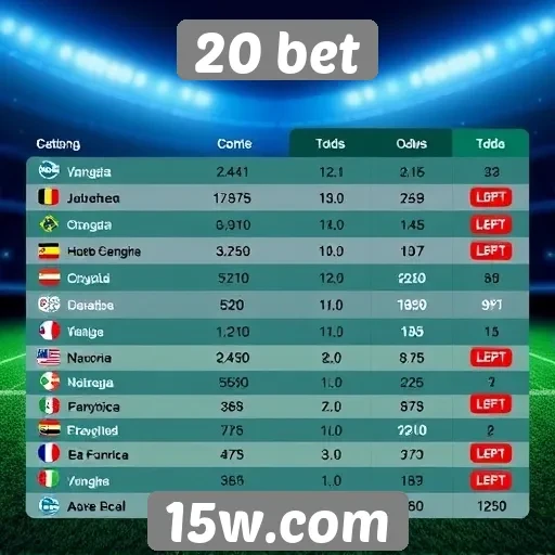 Comparação de odds entre 20 bet e concorrentes